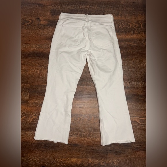 J.Crew Billie Demi Boot Crop Jeans Size 31 White Kick Flare Raw Hem - Picture 6 of 8